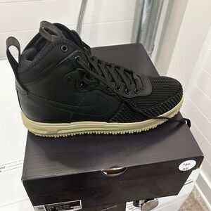 Nike Black and Tan High-Top Sneakers with Rugged Sole